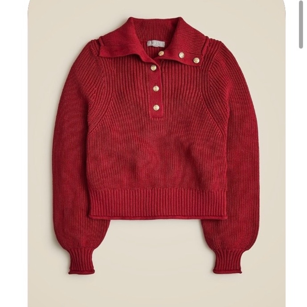 J. Crew Red Button-Shoulder Knit Sweater
